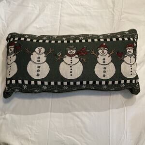 Vintage Coco Dowley Tapestry Snowman Winter Christmas Pillow